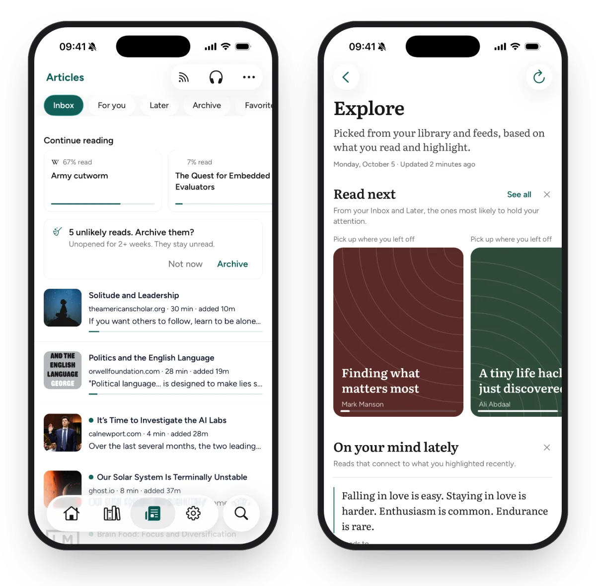 Screvi 2.0 on iPhone: Articles and Explore