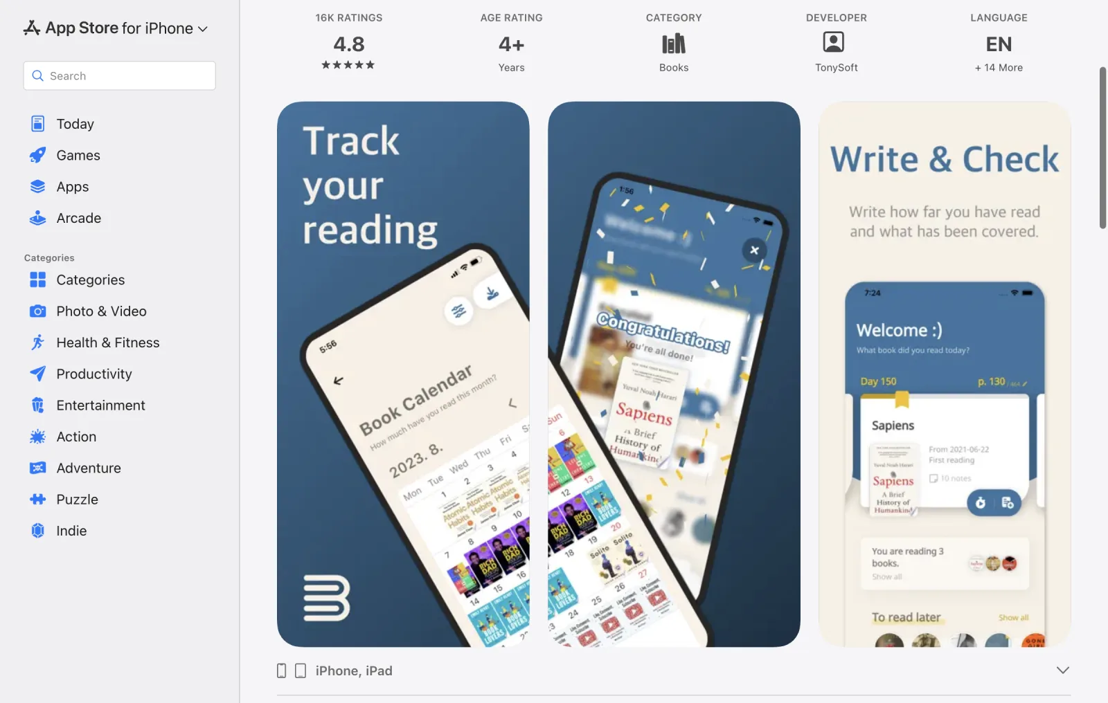 Bookmory reading tracker app on the App Store