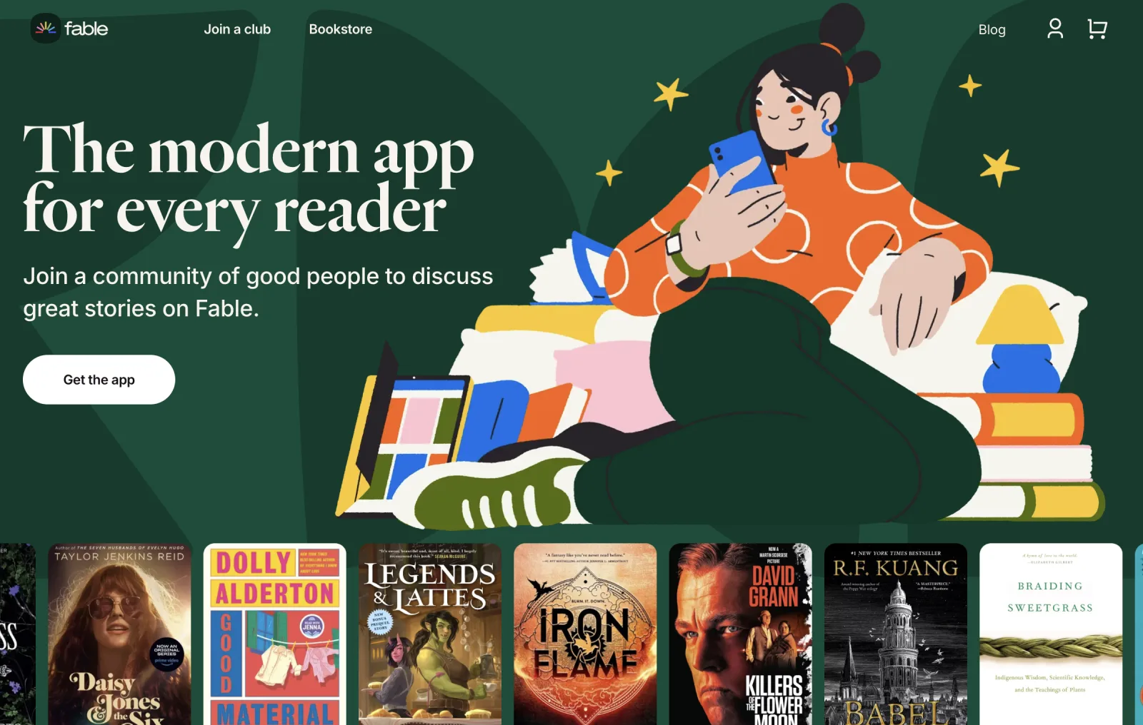 Fable social reading and book club app homepage